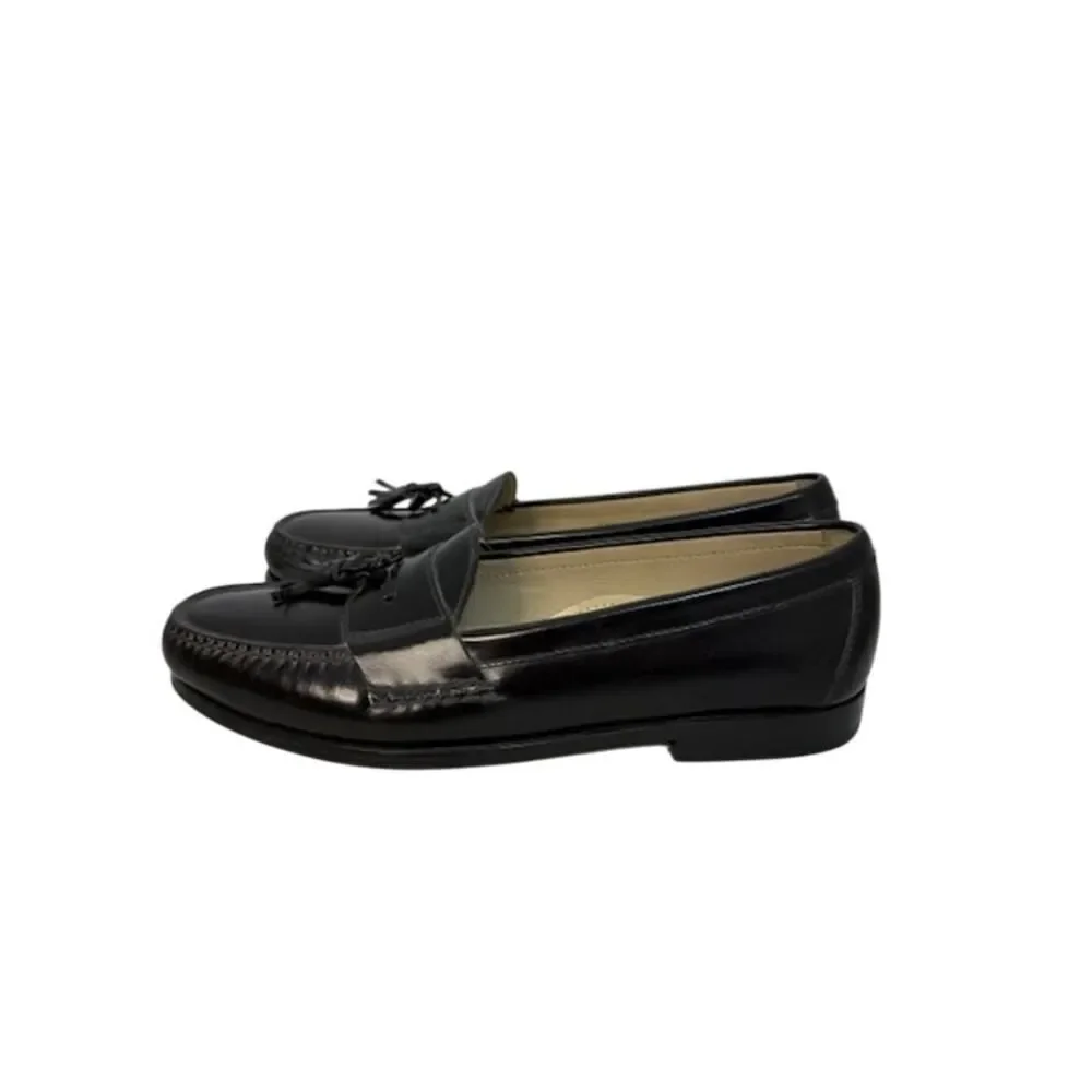 Cole Haan City Loafers Black Leather Pinch Round Toe Tassel Shoes Size 10.5 B